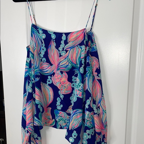 Lilly Pulitzer Blue and Pink Silk Top - Picture 4 of 13